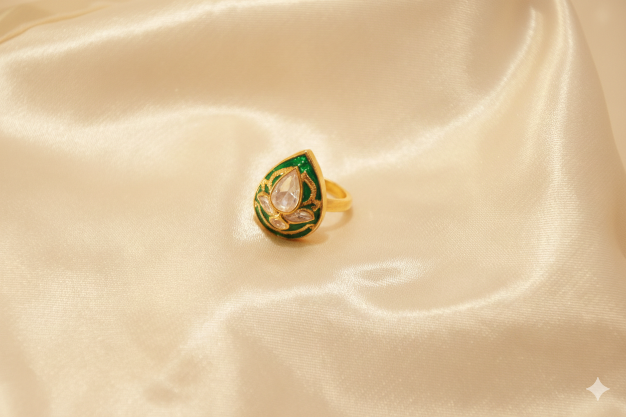 The Emerald Meenakari Ring