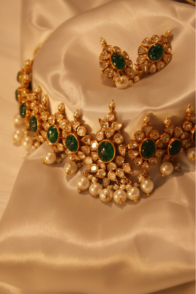 The Virasat Emerald Choker Set