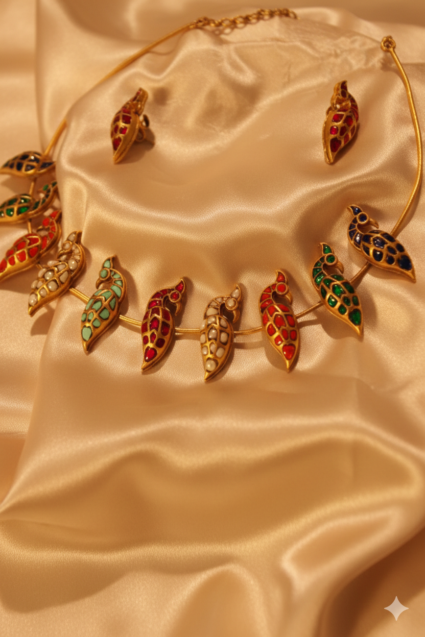 The Nav-Rangi Peacock Hansli Set